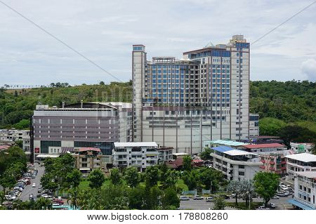Miri,Sarawak-Mac 26,2017:Miri city view on 26th Mac 2017 in Miri,Sarawak,Borneo.Miri is the second largest city in Sarawak & the town developed rapidly following the discovery of oil & gas.