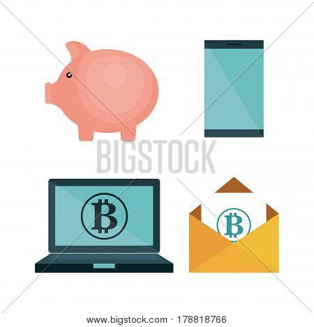 bitcoins trading flat icons vector illustration design