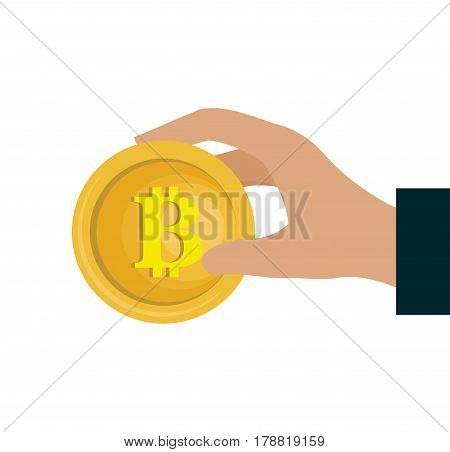 bitcoins trading flat icons vector illustration design
