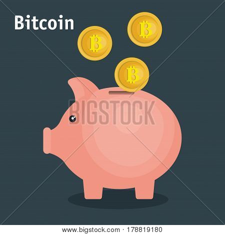 bitcoins trading flat icons vector illustration design
