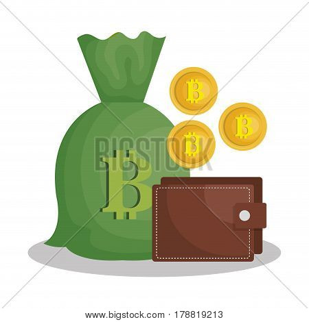 bitcoins trading flat icons vector illustration design
