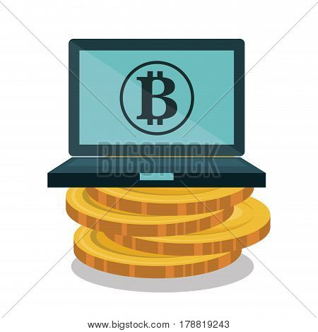 bitcoins trading flat icons vector illustration design