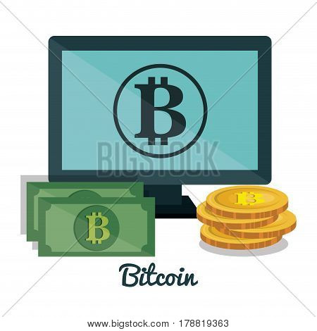 bitcoins trading flat icons vector illustration design