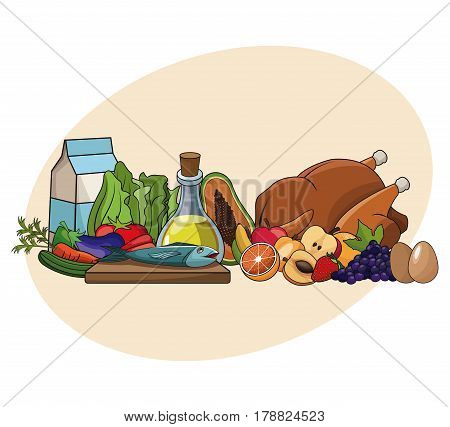nutrition basic ingredients diet healthy vector illustration eps 10