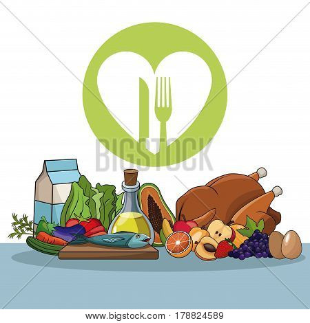 healthy food diet vitamins image vector illustration eps 10