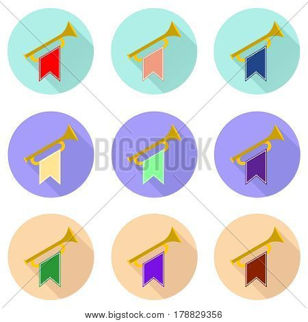 Horn icon. Flat design vector illustration vector.