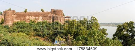Maheshwar India - 4 February 2015: The fort of Maheshwar on India