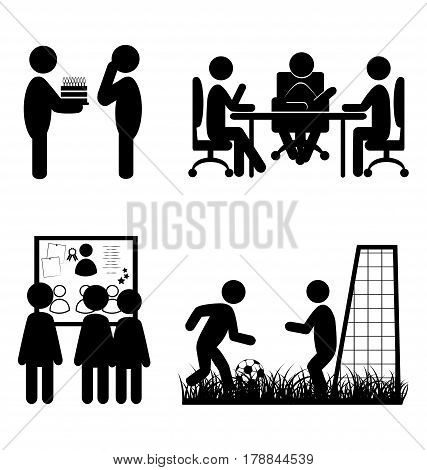 Set of flat office internal communications icons isolated on white background