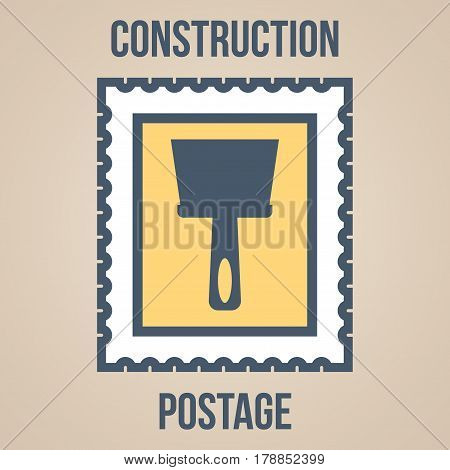 Postage stamp icons of silhouettes of construction tools