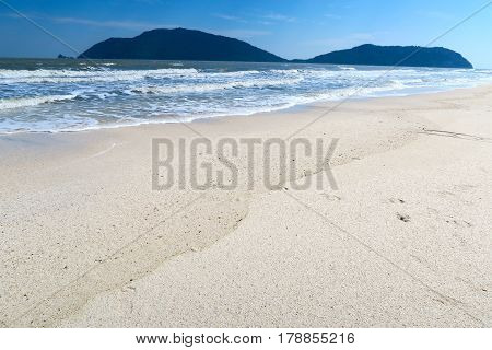 lonely white sand beach in the south of Thailand Asia