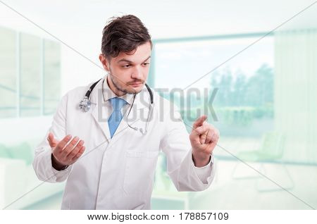 Professional Doctor Touching A Modern Interface