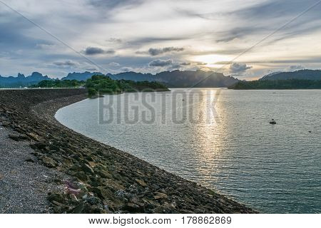 Ratchaprapa Dam Evening at Suratthani in Thailand