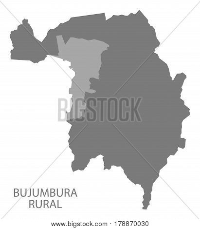 Bujumbura Rural Burundi Province Map Grey Illustration Silhouette