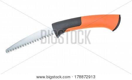 Hand saw on white background isolated horizontal