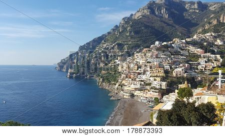 Panorama of the Amalfi Coast in Italy