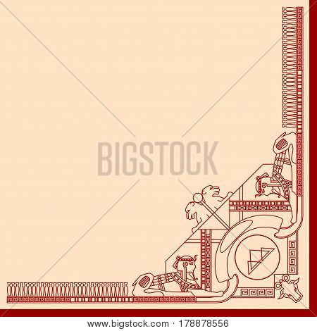 Ornament with Silhouettes of Ancient Egyptian Symbols