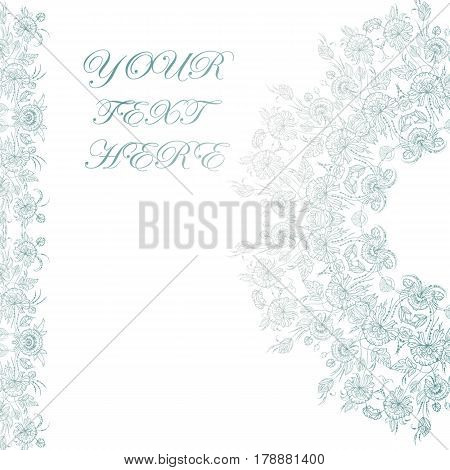 Wedding card or invitation with abstract floral background. Greeting postcard in grunge or retro vector Elegance pattern with flowers roses floral illustration vintage style Valentine anniversary