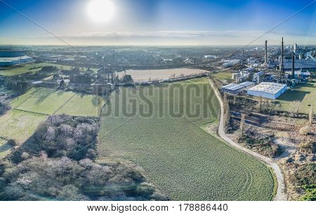 KREFELD, GERMANY - MARCH 29 2017 : The GoodMills Deutschland GmbH is Europe's biggest mill and moving the company from cologne to this aerial bought today from Compo, aerial