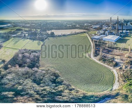 KREFELD, GERMANY - MARCH 29 2017 : The GoodMills Deutschland GmbH is Europe's biggest mill and moving the company from cologne to this aerial bought today from Compo, aerial