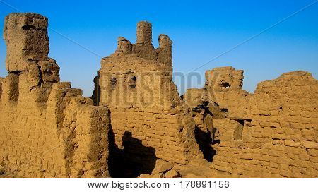 Ruined fortress at the Sai island, Nile river, Sudan