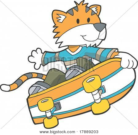 Скейтбординг Tiger векторная иллюстрация