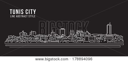 Cityscape Building Line art Vector Illustration design - Tunis city