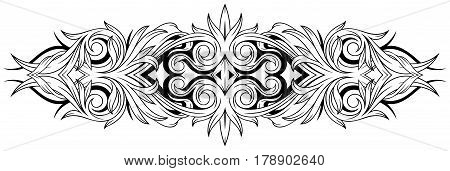 A vector illustration of foral black and white tattoo ornamental pattern design