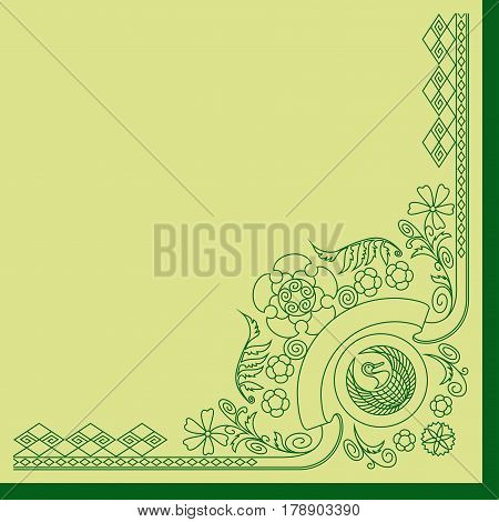 Ornament with Silhouettes of Ancient Japan Symbols