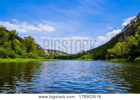 Mountain River . Mountain River in the northeast of Khabarovsk Krai , Russia .