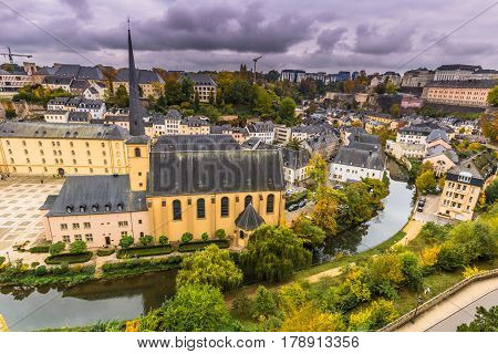 Luxembourg City, Luxembourg - October 22, 2016: Neumunster Abbey In Luxembourg City