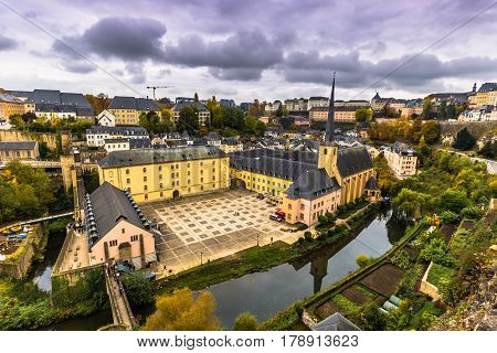 Luxembourg City, Luxembourg - October 22, 2016: Neumunster Abbey In Luxembourg City