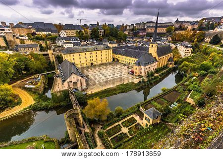 Luxembourg City, Luxembourg - October 22, 2016: Neumunster Abbey In Luxembourg City