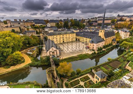 Luxembourg City, Luxembourg - October 22, 2016: Neumunster Abbey In Luxembourg City