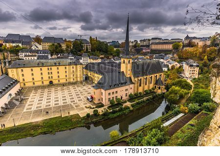 Luxembourg City, Luxembourg - October 22, 2016: Neumunster Abbey In Luxembourg City