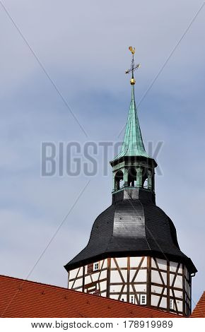 Landscape with the historic City Tower of Backnang