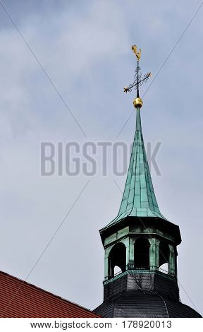 Landscape with the historic City Tower of Backnang