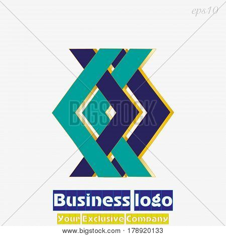 Logo geometric blue green
Business emblem two directions symbols pointing in different directions simple original sign for company stock vector illustration