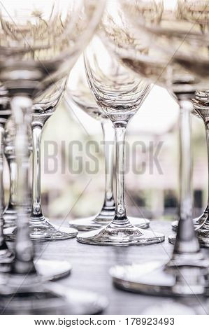 water glass on the shelves Drinking water container Empty water glass