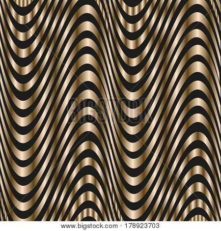 Texture gold wave
Abstract wavy stripes author design and print illusion volume style metal stock vector illustration