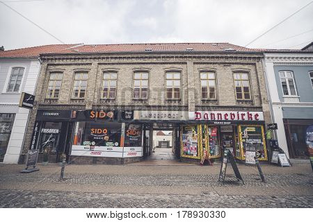 Downtown Square In Haderslev City In Denmark