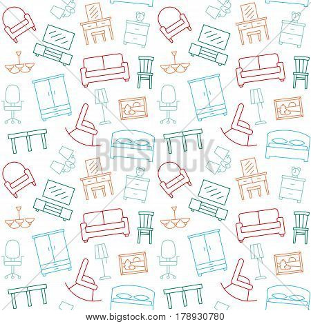 Furniture seamless pattern. Background illustration vector endless texture