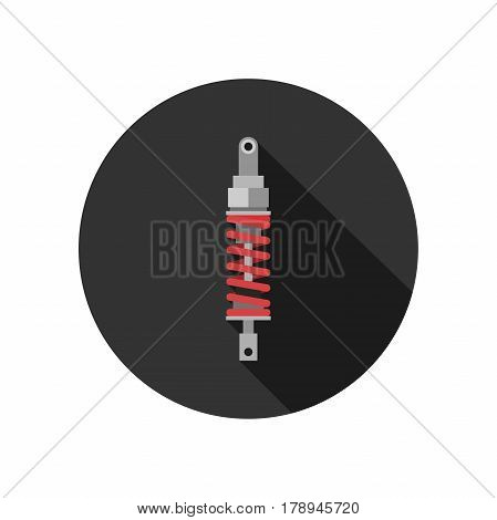 Shock absorber icon in flat style with long shadow. Vector simple illustration of vehicle part.