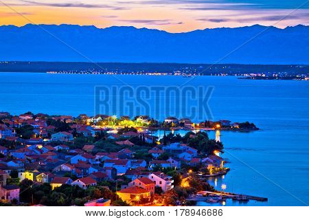 Island Of Ugljan Evening Aerial Panorama