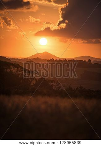 Sunset in Campo Magro. Campo Magro in the Metropolitan Region of Curitiba is located to the northwest of the Region. City of the State of Paraná Brazil.