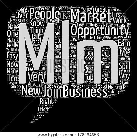 Poor reasons to get involved in MLM Word Cloud Concept Text Background