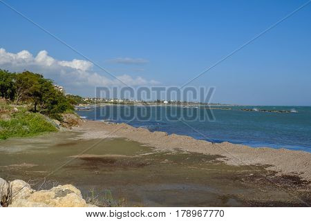 Natural beach at Zygi, Cyprus.  Taken in Spring on a bright sunny day.