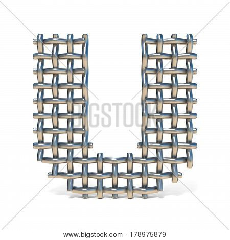 Metal Wire Mesh Font Letter U 3D