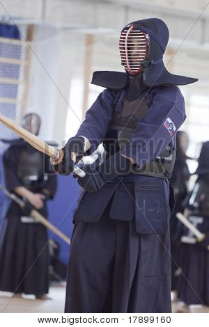 JEKATĚRINBURG, Rusko - 17. dubna: 5 roční otevřené turnaje pohár Ural na Kendo. Událost 17 duben 201