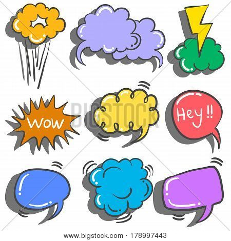 Collection stock of text balloon style doodles vector art