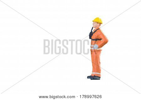 Miniature People Engineer And Worker Occupation Isolated With Clipping Paht On White Background. Ele
